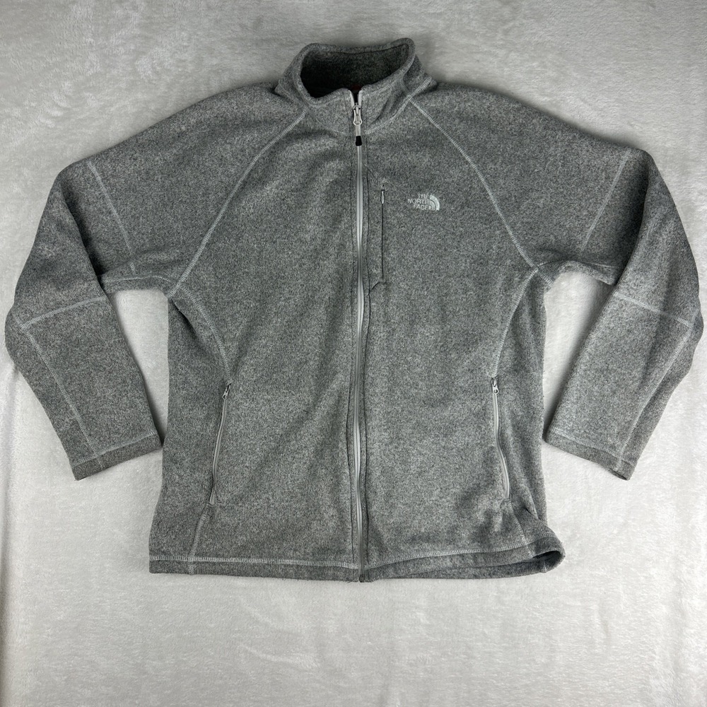 The North Face Men's Large Jacket Full Zip Up Sweater Heather Gray